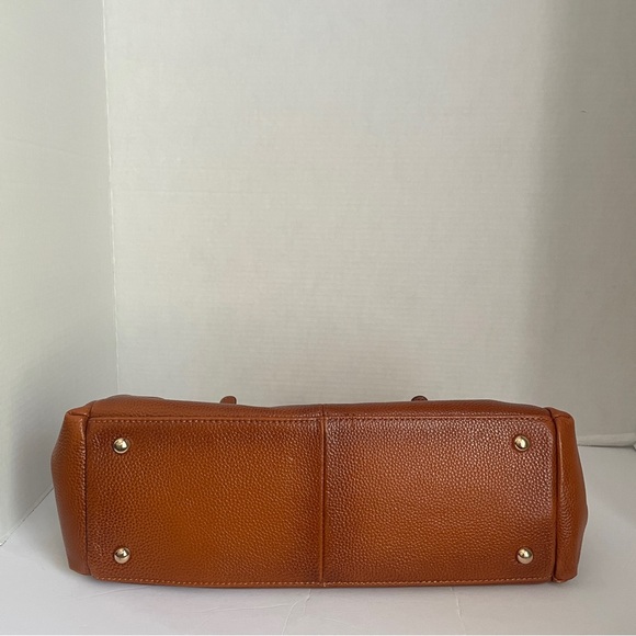 Used Kattee Tan Pebbled Genuine Leather Tote Bag Does not have shoulder strap - Picture 8 of 8